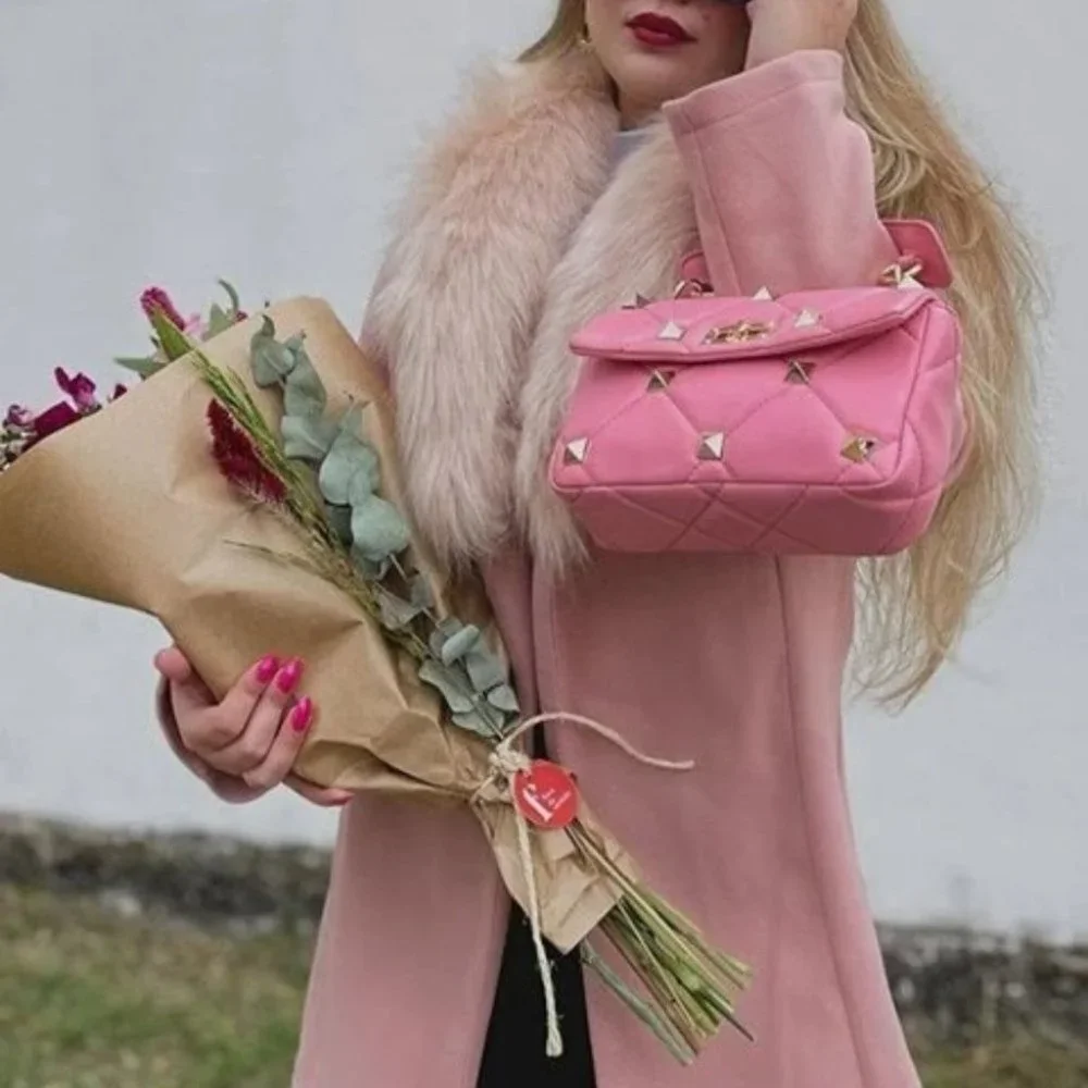 The Classic Fuax Fur Trimmed Trench Coat Pink - Picture 9 of 10